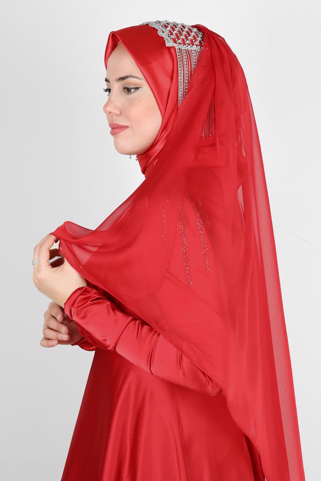 Vêtements hijab ROUGE 106031 Alvina Hazır Eşarp - ALVİNA