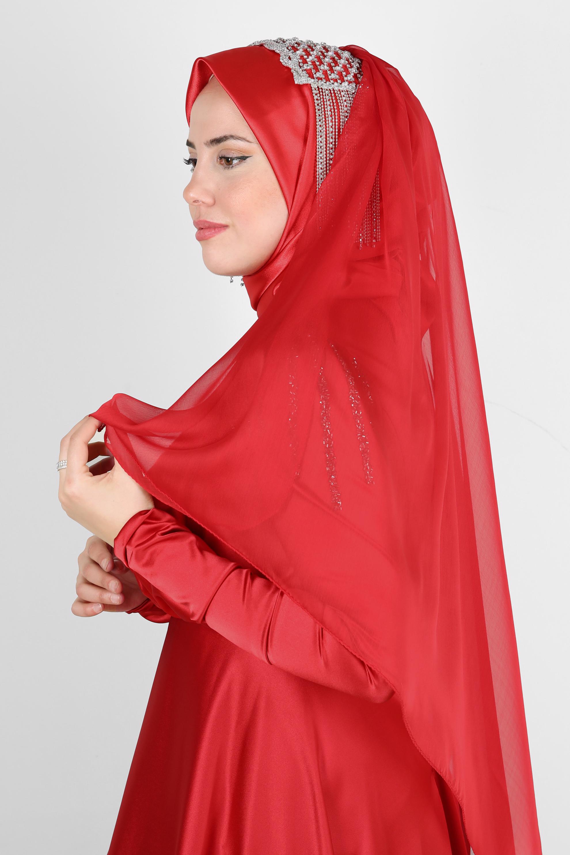 Vêtements hijab ROUGE 106031 Alvina Hazır Eşarp
