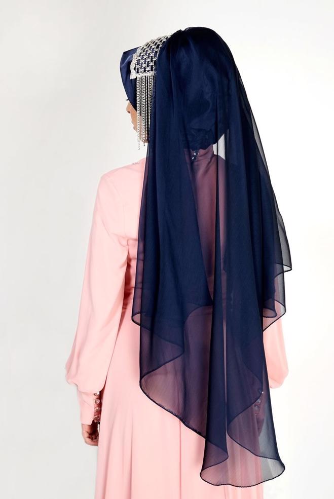 Vêtements hijab BLEU MARINE ÉCHARPE INSTANTANÉE BIJOU ALVINA 106031 - ALVİNA