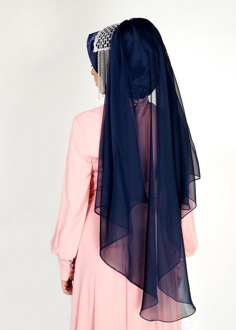 Tesettür giyim LACİVERT ALVİNA TAŞLI HAZIR EŞARP 106031