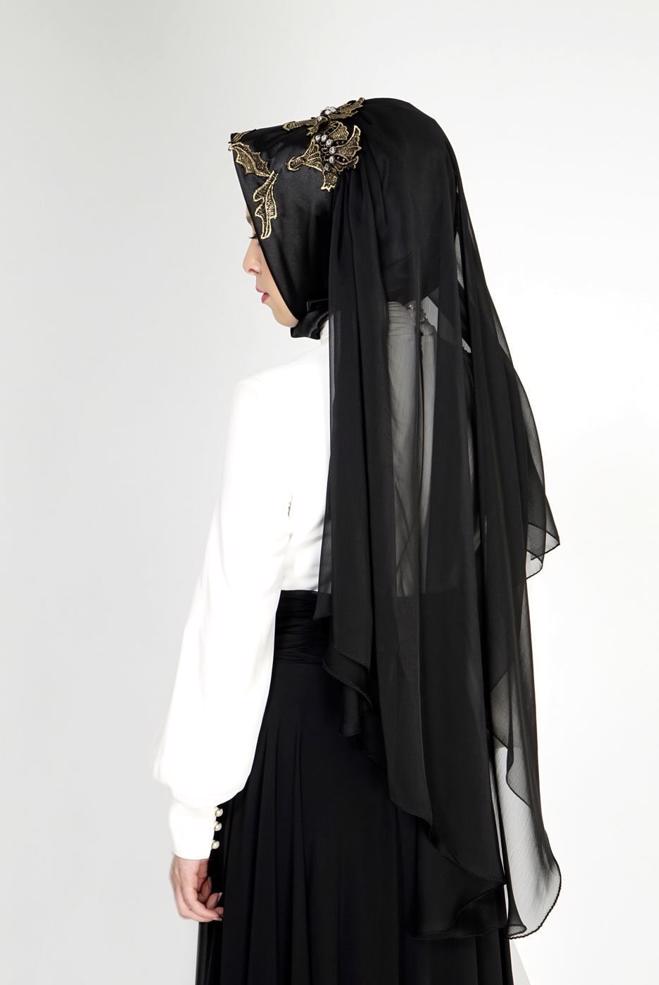 Vêtements hijab NOIR 106032 ALVİNA HAZIR EŞARP - ALVİNA