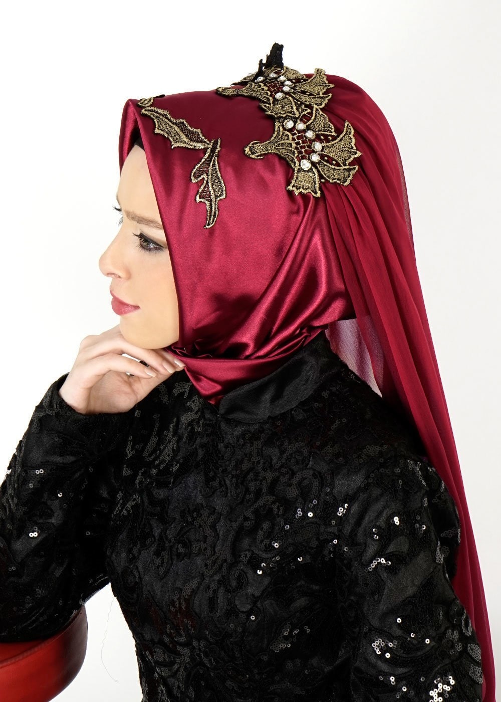 Vêtements hijab ROUGE BORDEAUX 106032 ALVİNA HAZIR EŞARP