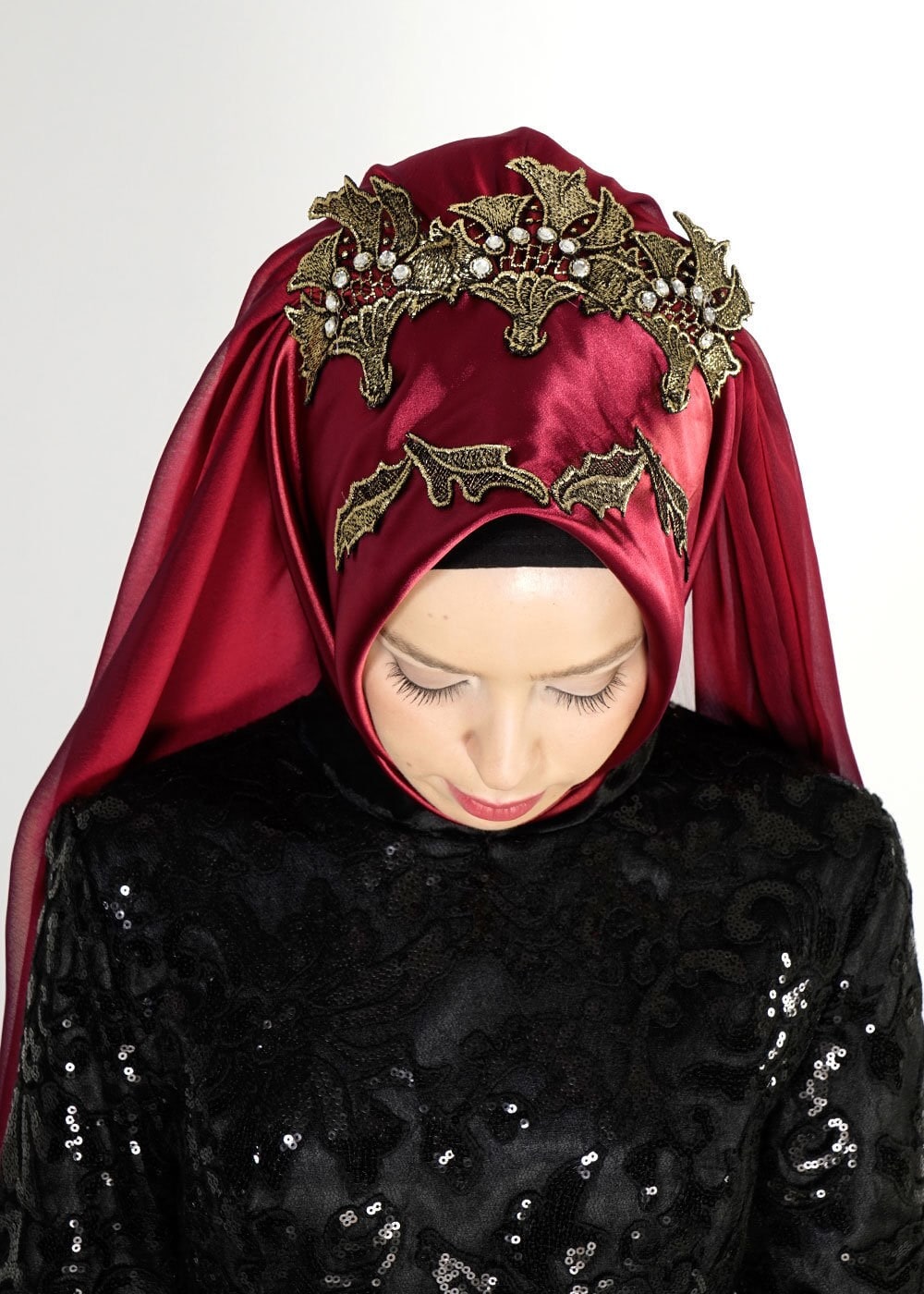Vêtements hijab ROUGE BORDEAUX 106032 ALVİNA HAZIR EŞARP