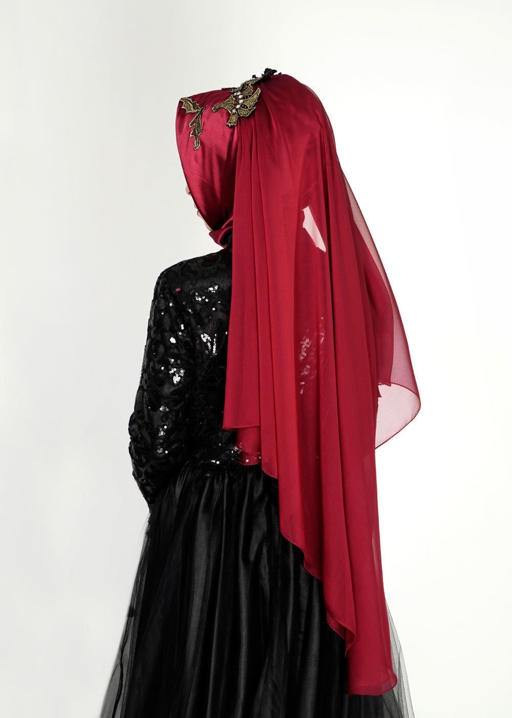 Vêtements hijab ROUGE BORDEAUX 106032 ALVİNA HAZIR EŞARP