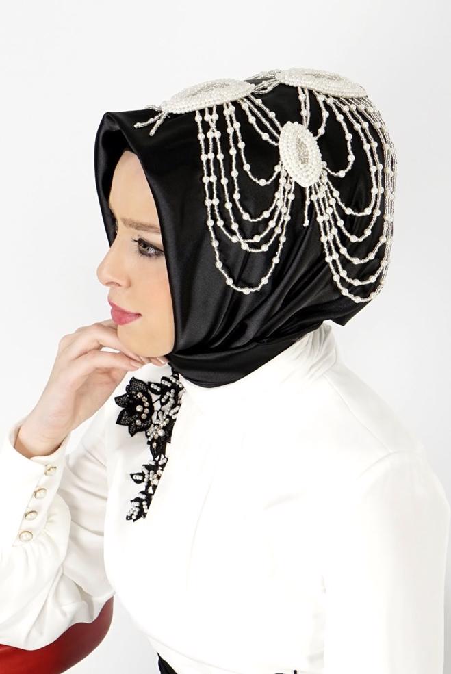 Vêtements hijab NOIR 106039 ALVİNA HAZIR EŞARP - ALVİNA