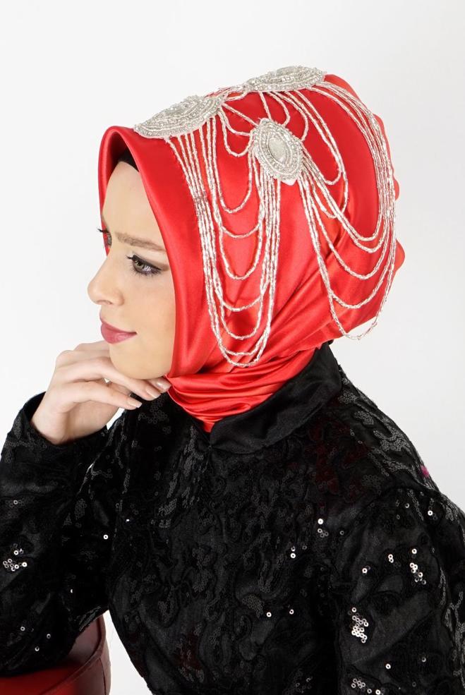 Vêtements hijab ROUGE 106040 ALVİNA HAZIR EŞARP - ALVİNA