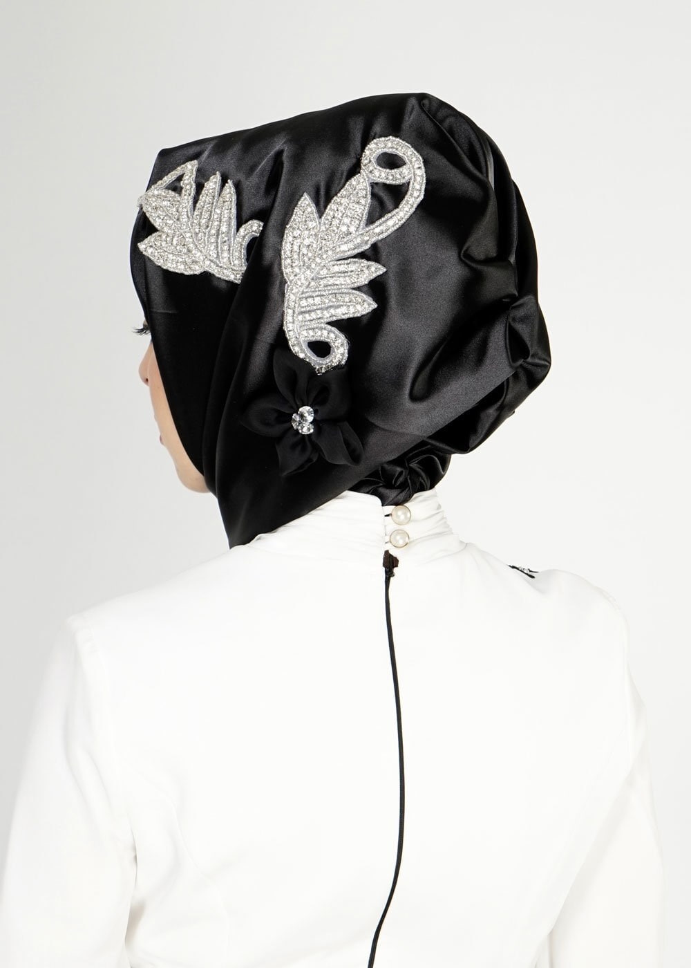 Vêtements hijab NOIR ÉCHARPE INSTANTANÉE ALVINA AVEC GEM BRODÉ 106044