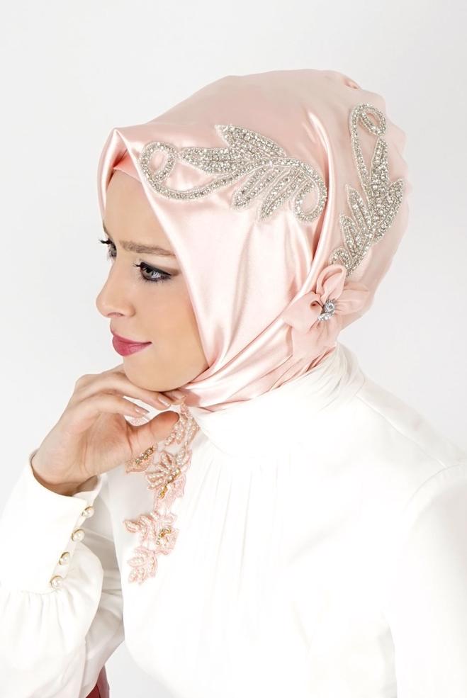 Vêtements hijab POUDRE ÉCHARPE INSTANTANÉE ALVINA AVEC GEM BRODÉ 106044 - ALVİNA