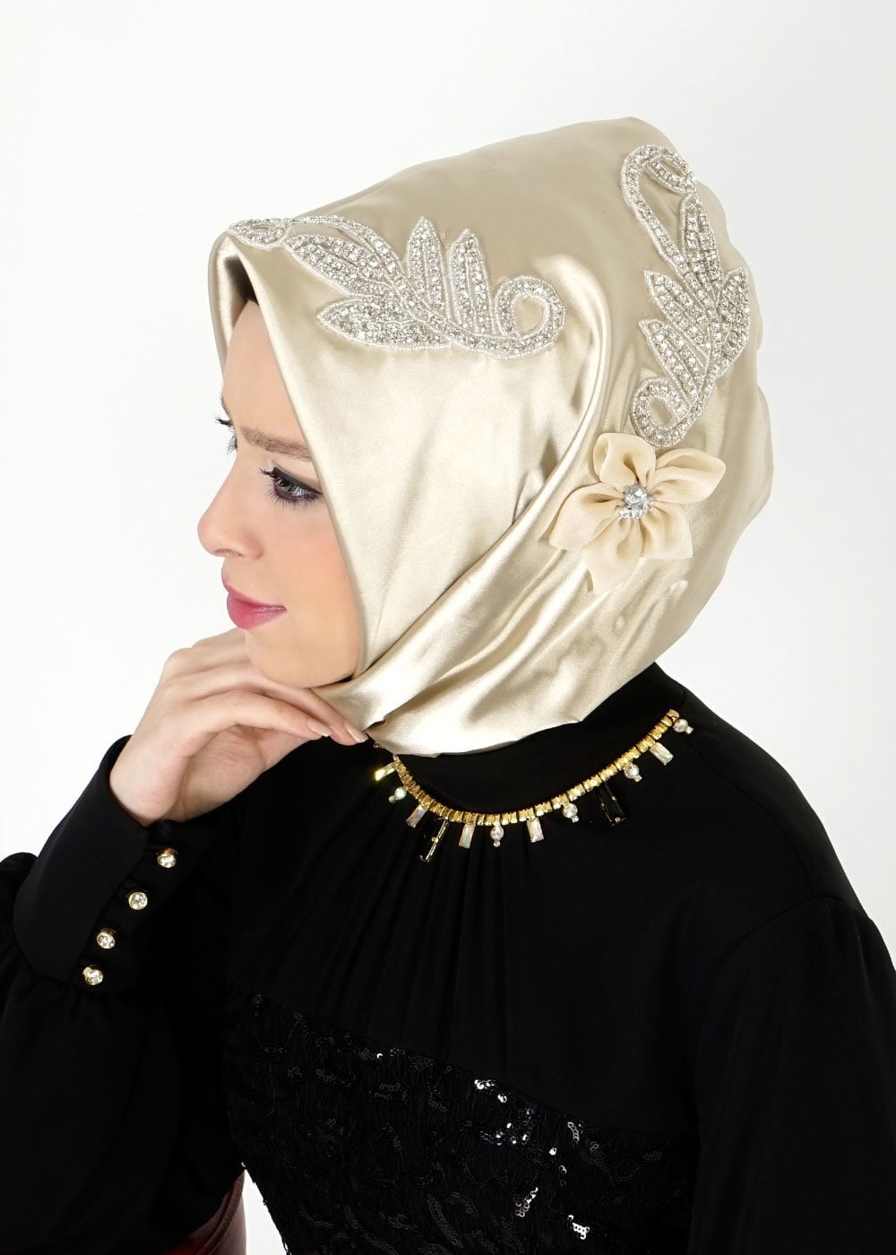 Vêtements hijab JAUNE ÉCHARPE INSTANTANÉE ALVINA AVEC GEM BRODÉ 106044