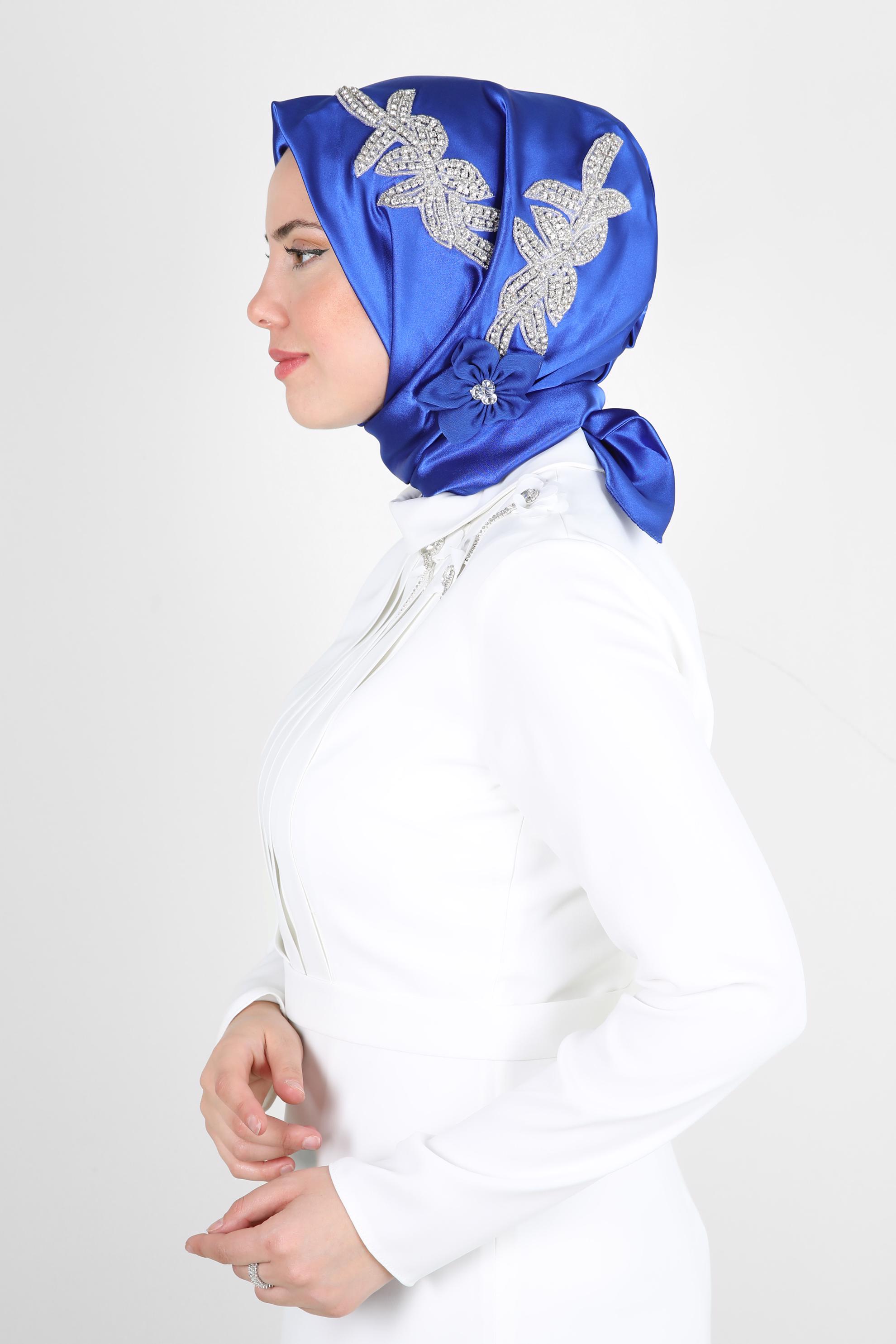 Tesettür giyim LACİVERT ALVİNA TAŞ İŞLEMELİ HAZIR EŞARP 106044