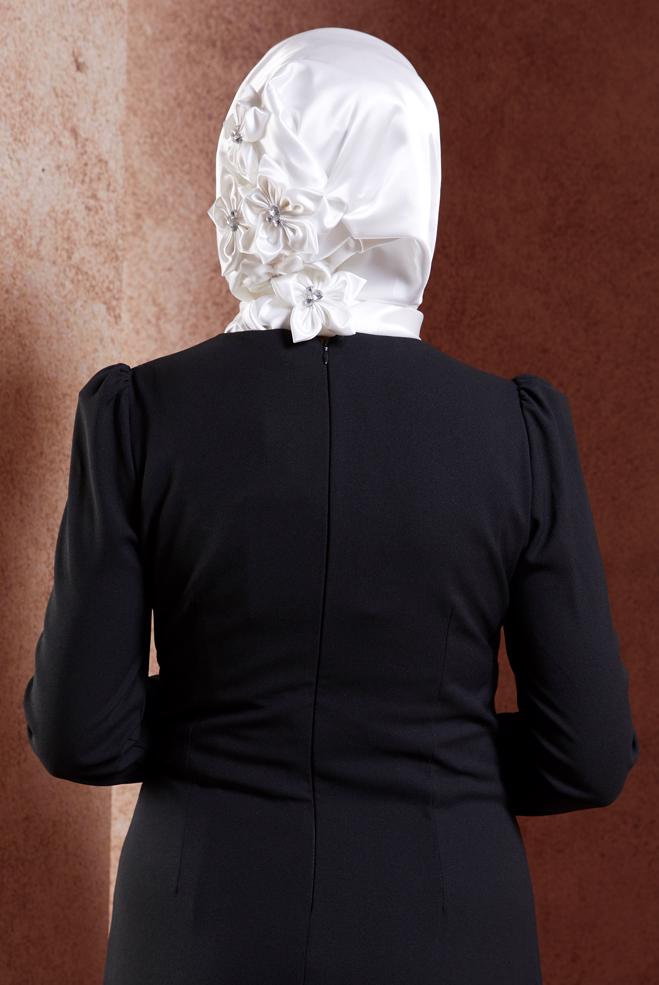 Vêtements hijab BLANC ÉCHARPE INSTANTANÉE EN SATIN ALVINA 106061 - ALVİNA