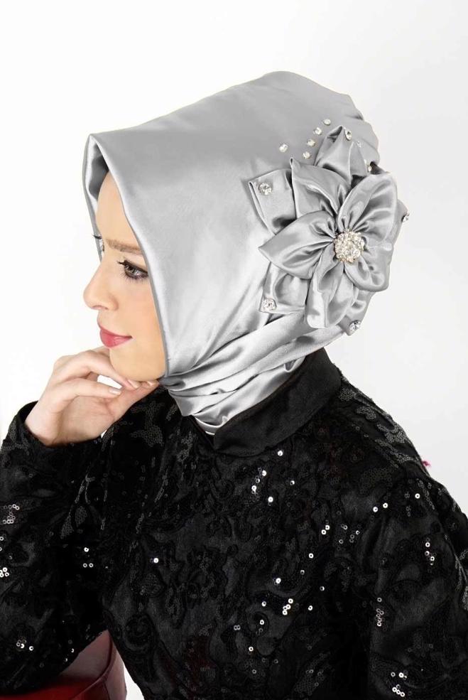 Vêtements hijab ARGENT ÉCHARPE INSTANTANÉE ALVINA 106078 - ALVİNA
