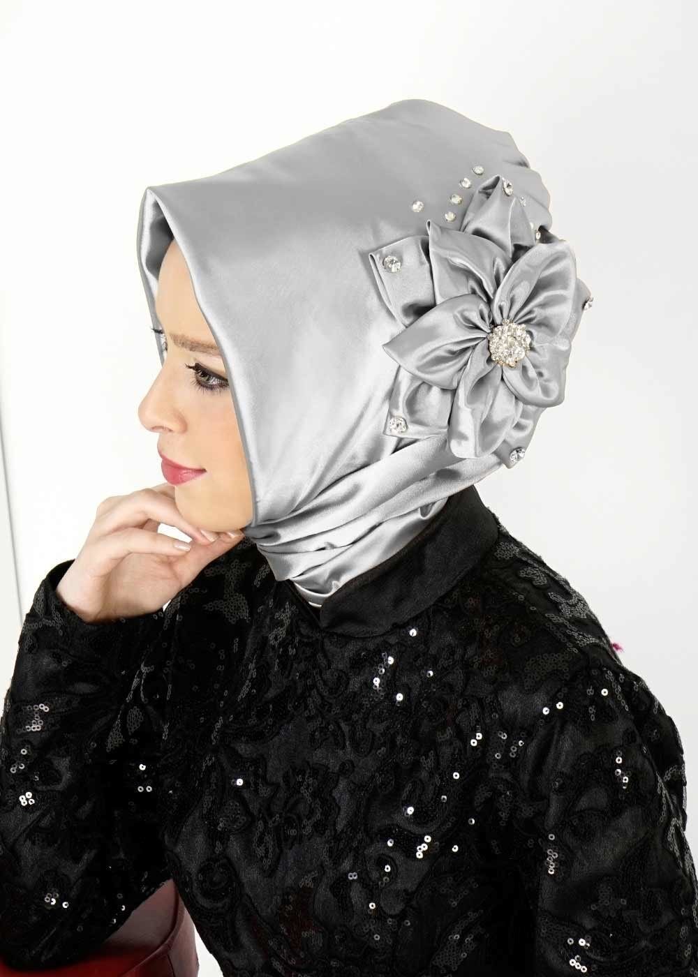 Vêtements hijab ARGENT ÉCHARPE INSTANTANÉE ALVINA 106078