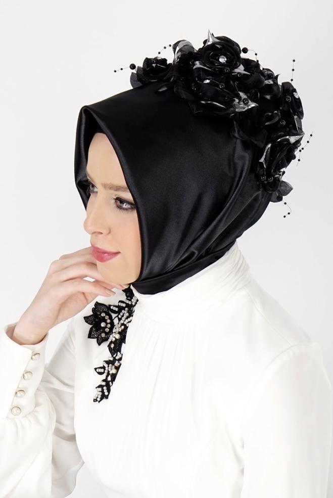 Vêtements hijab NOIR 106085 ALVİNA HAZIR EŞARP - ALVİNA