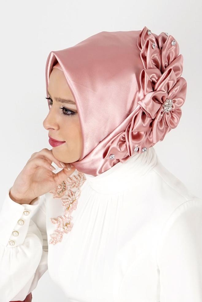 Vêtements hijab POUDRE ÉCHARPE INSTANTANÉE EN SATIN ALVINA 106115 - ALVİNA