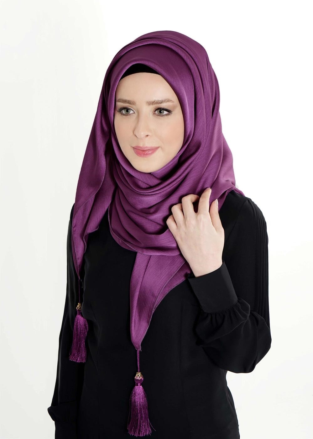 Tesettür giyim MOR ALVİNA PÜSKÜLLÜ ŞAL 50119