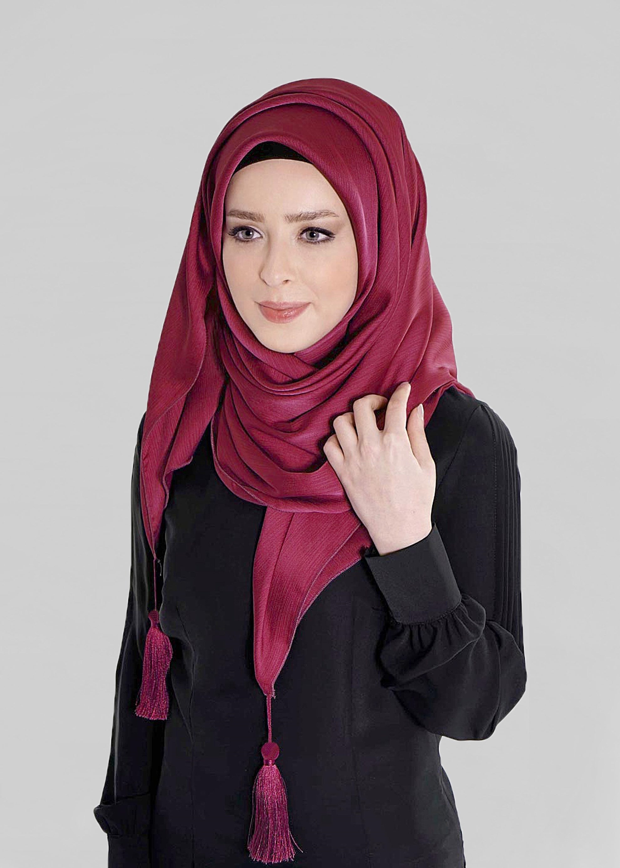 Tesettür giyim MOR ALVİNA PÜSKÜLLÜ ŞAL 50119
