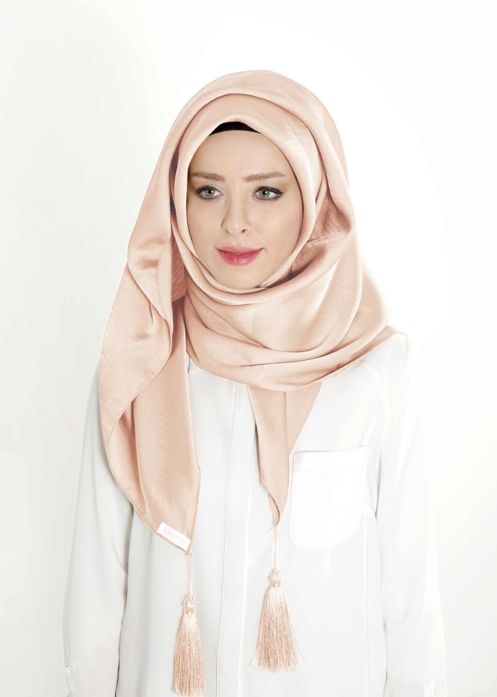 Tesettür giyim PEMBE ALVİNA PÜSKÜLLÜ ŞAL 50119