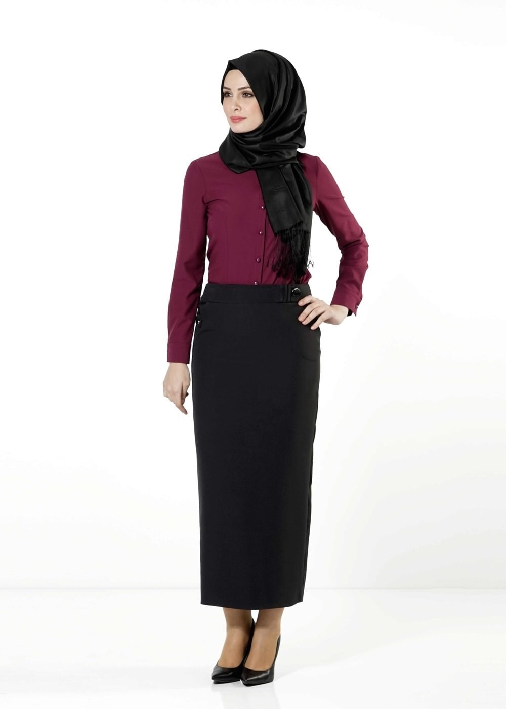 Tesettür giyim SİYAH KALEM ETEK 6784 