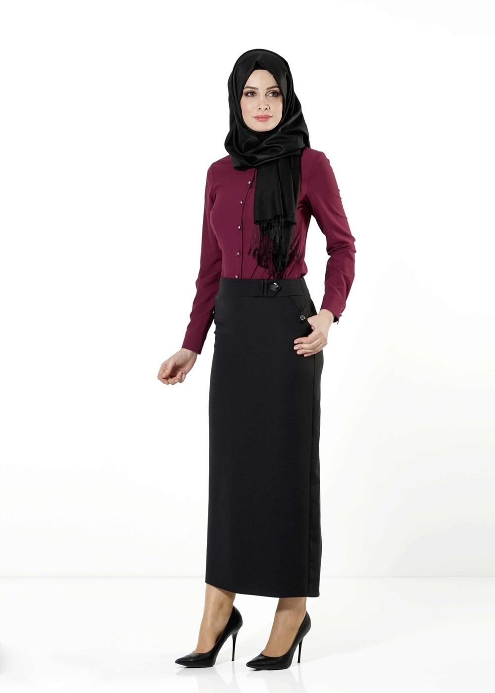 Tesettür giyim SİYAH KALEM ETEK 6784 