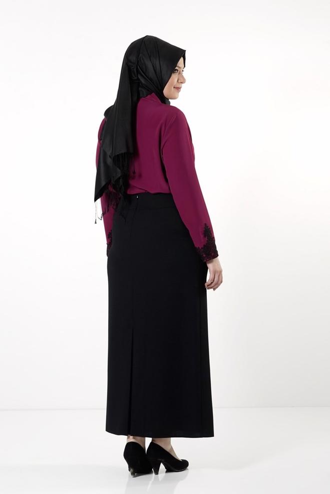 Vêtements hijab POURPRE BLOUSE À COL NOUÉ 2549  - ALVİNA