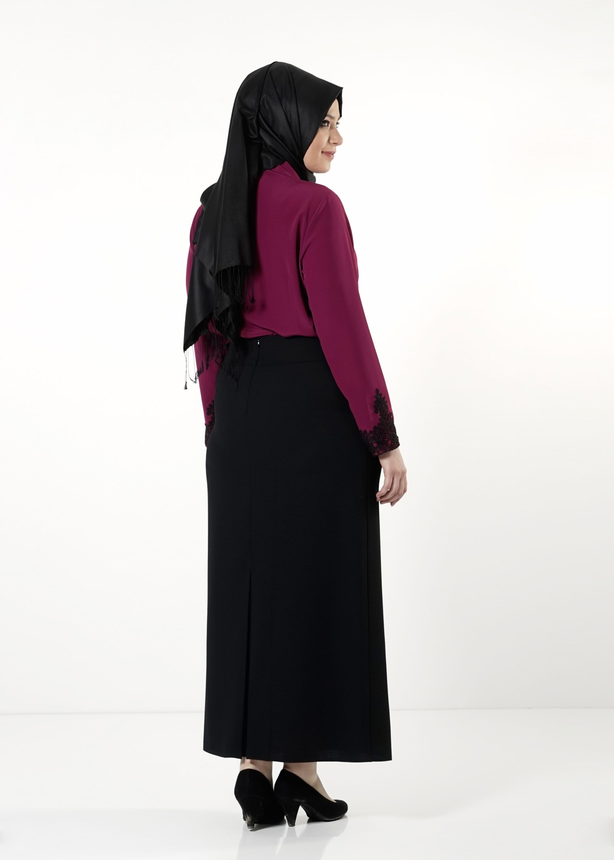 Vêtements hijab POURPRE BLOUSE À COL NOUÉ 2549 