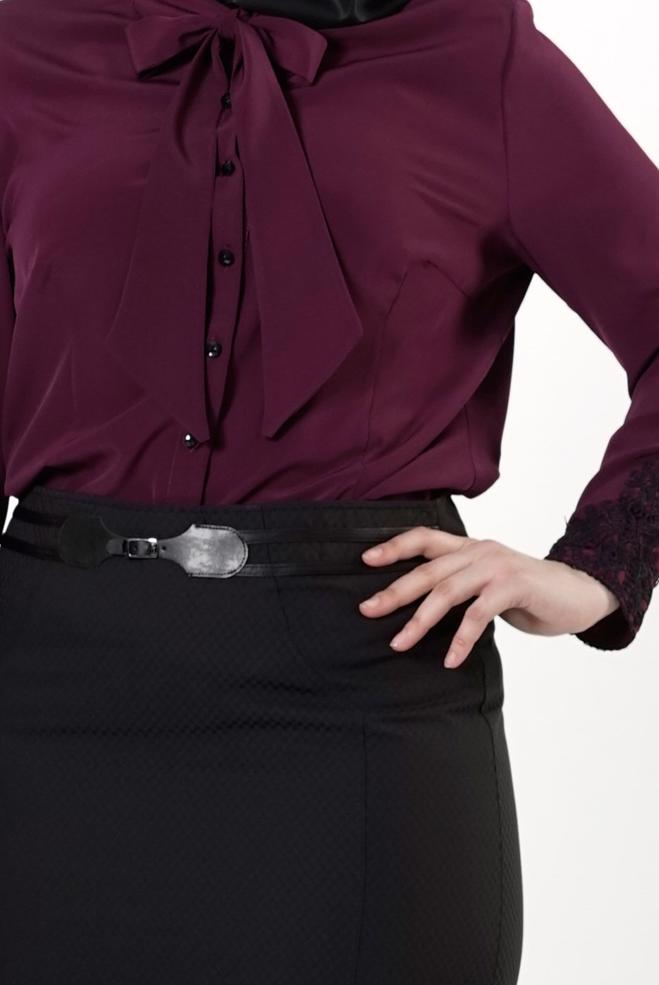 Vêtements hijab PRUNE BLOUSE À COL NOUÉ 2549  - ALVİNA