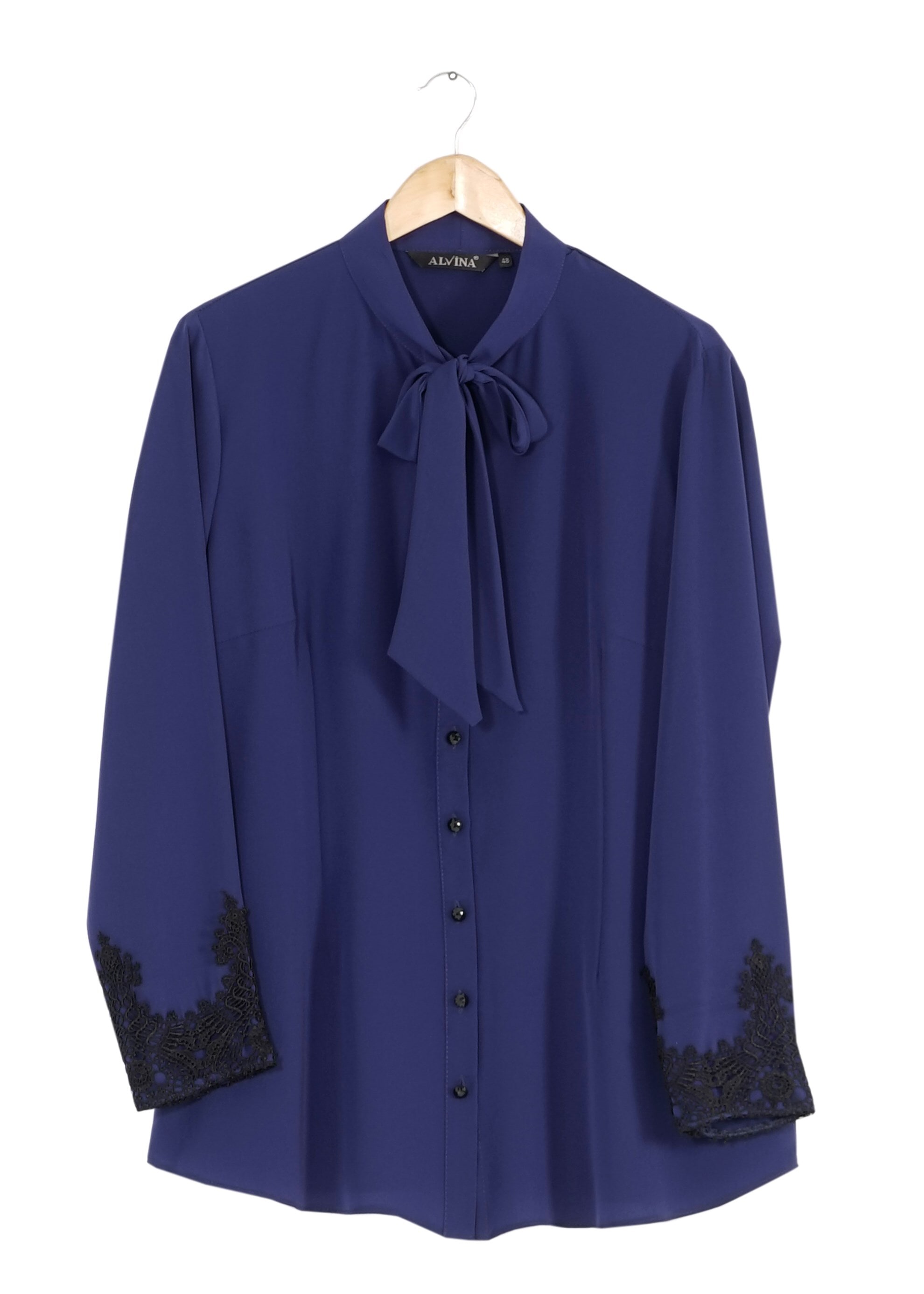 Vêtements hijab BLEU MARINE BLOUSE À COL NOUÉ 2549 