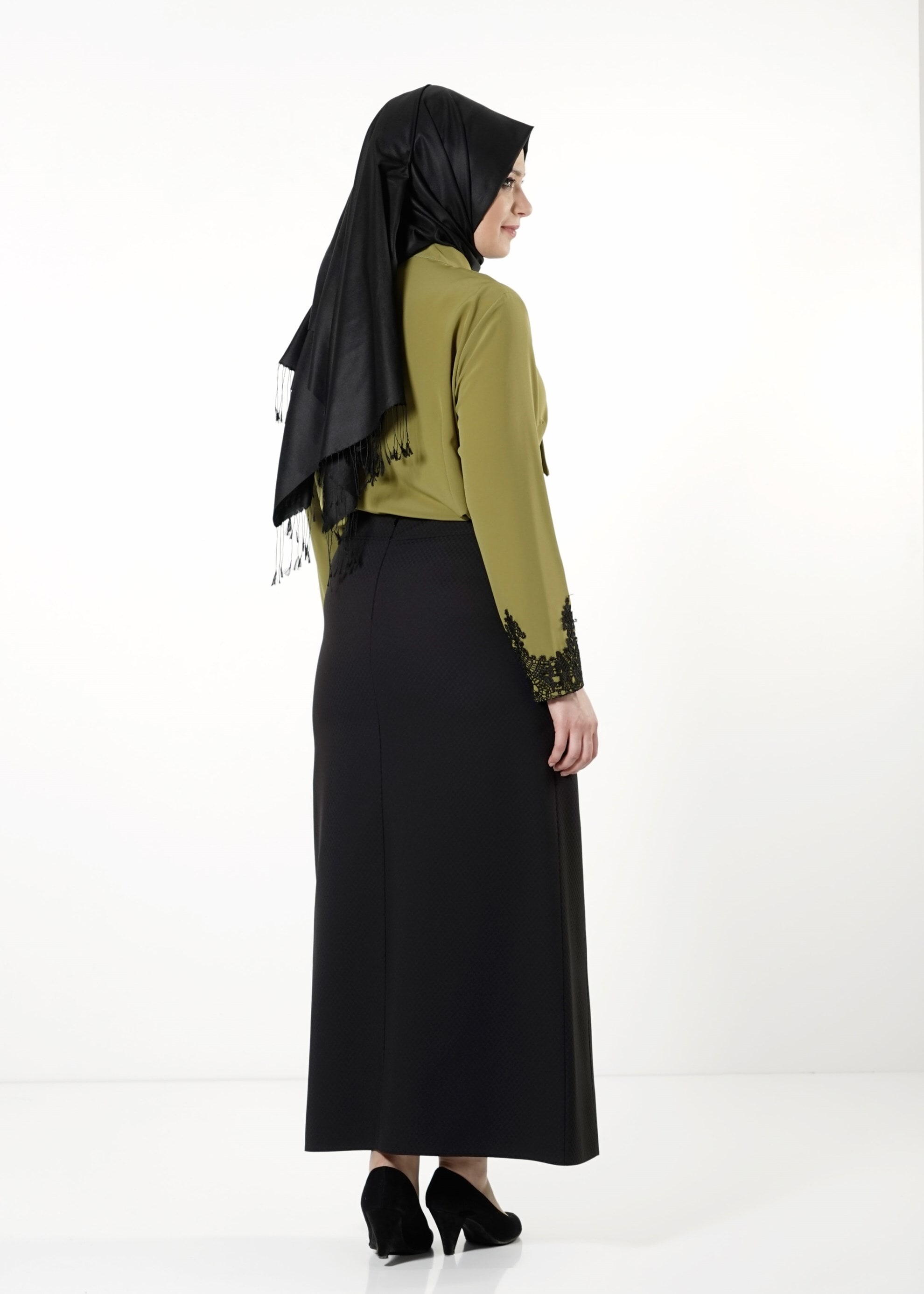 Vêtements hijab VERT BLOUSE À COL NOUÉ 2549 