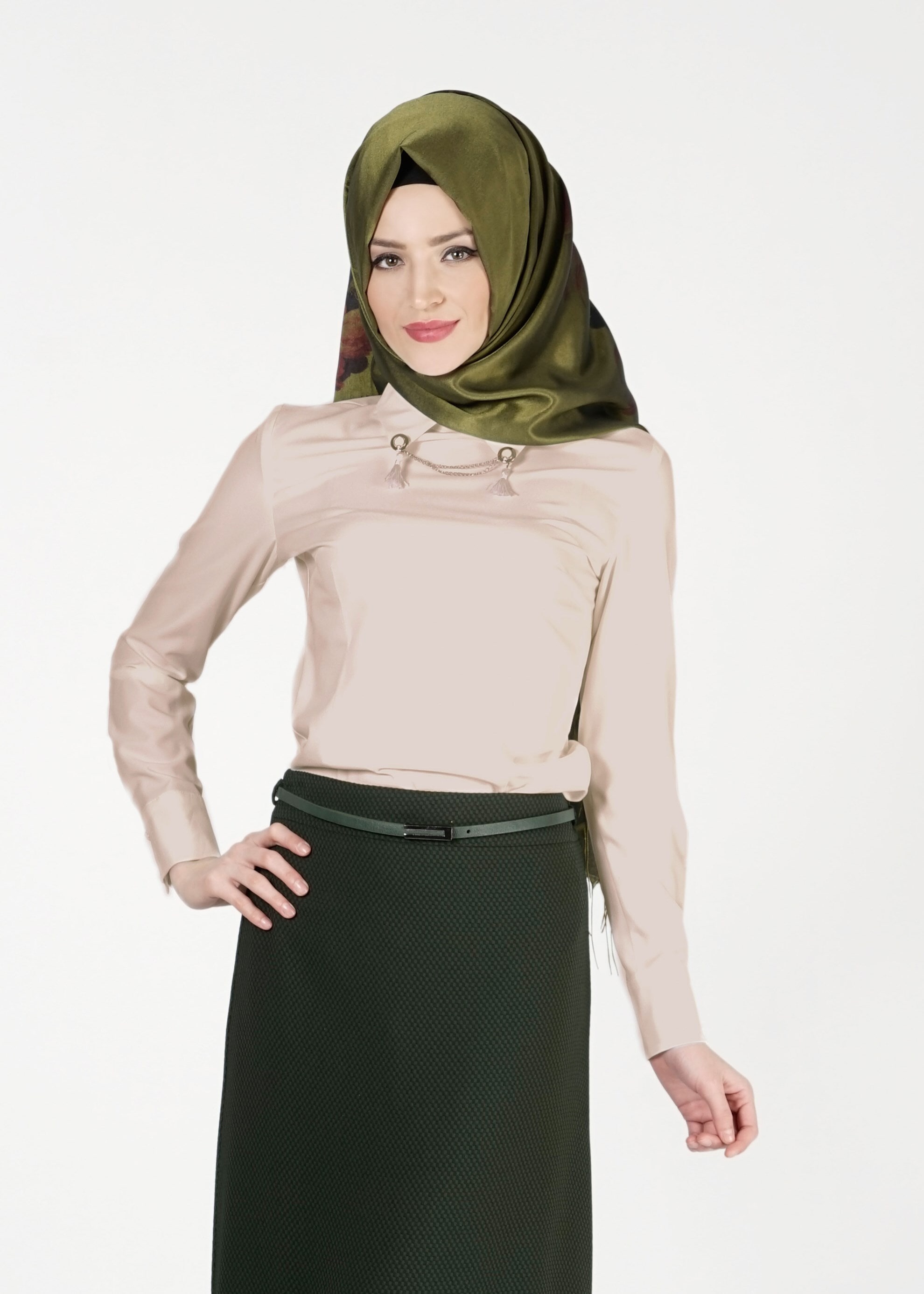 Tesettür giyim EKRU 4063 BLUZ