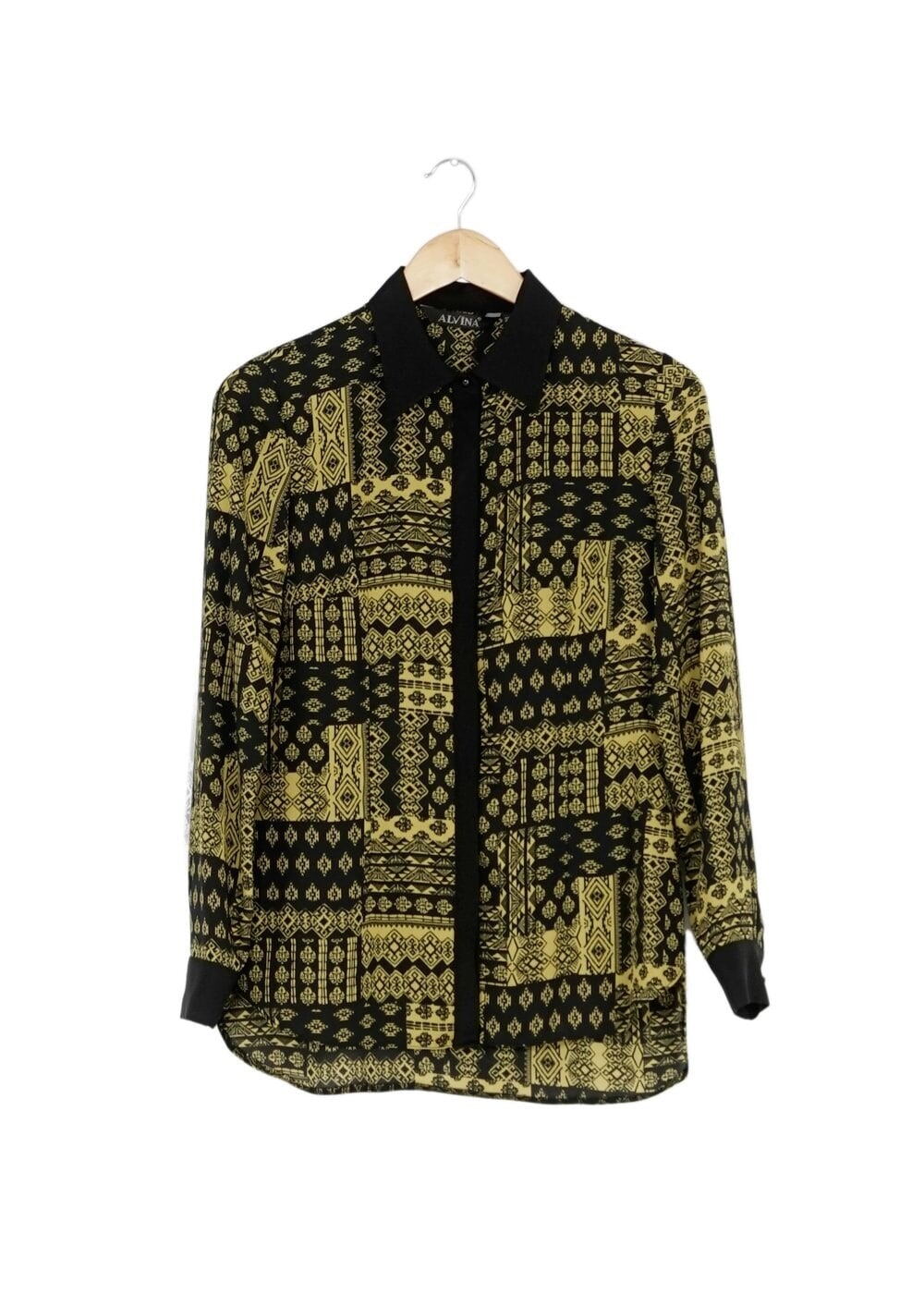 Tesettür giyim SİYAH ETNİK DESENLİ BLUZ 4076