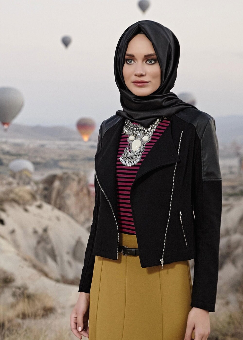 Tesettür giyim FUŞYA ÇİZGİLİ BLUZ 4083 