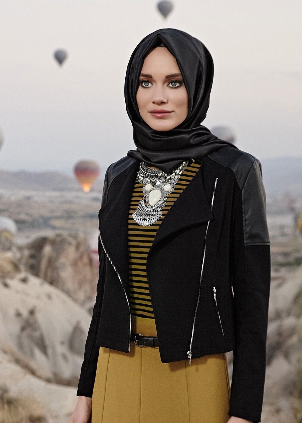 Tesettür giyim YEŞİL ÇİZGİLİ BLUZ 4083 