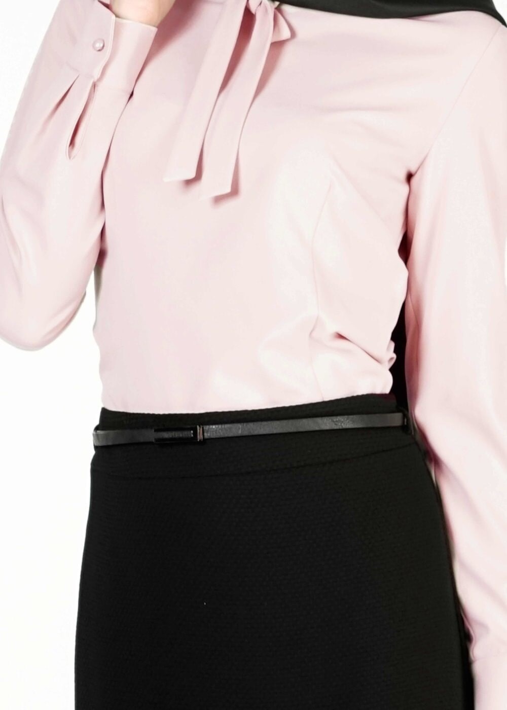 Tesettür giyim EKRU BAĞLAMA DETAYLI BLUZ 4085 