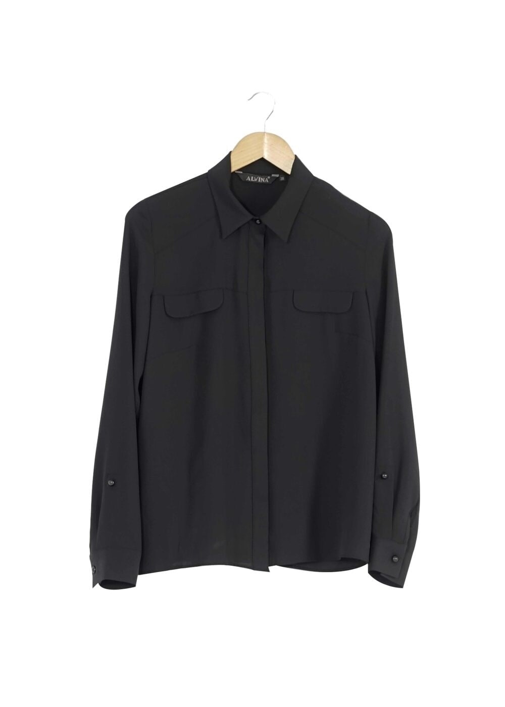 Tesettür giyim SİYAH GÖMLEK YAKA DÜĞMELİ BLUZ 4121