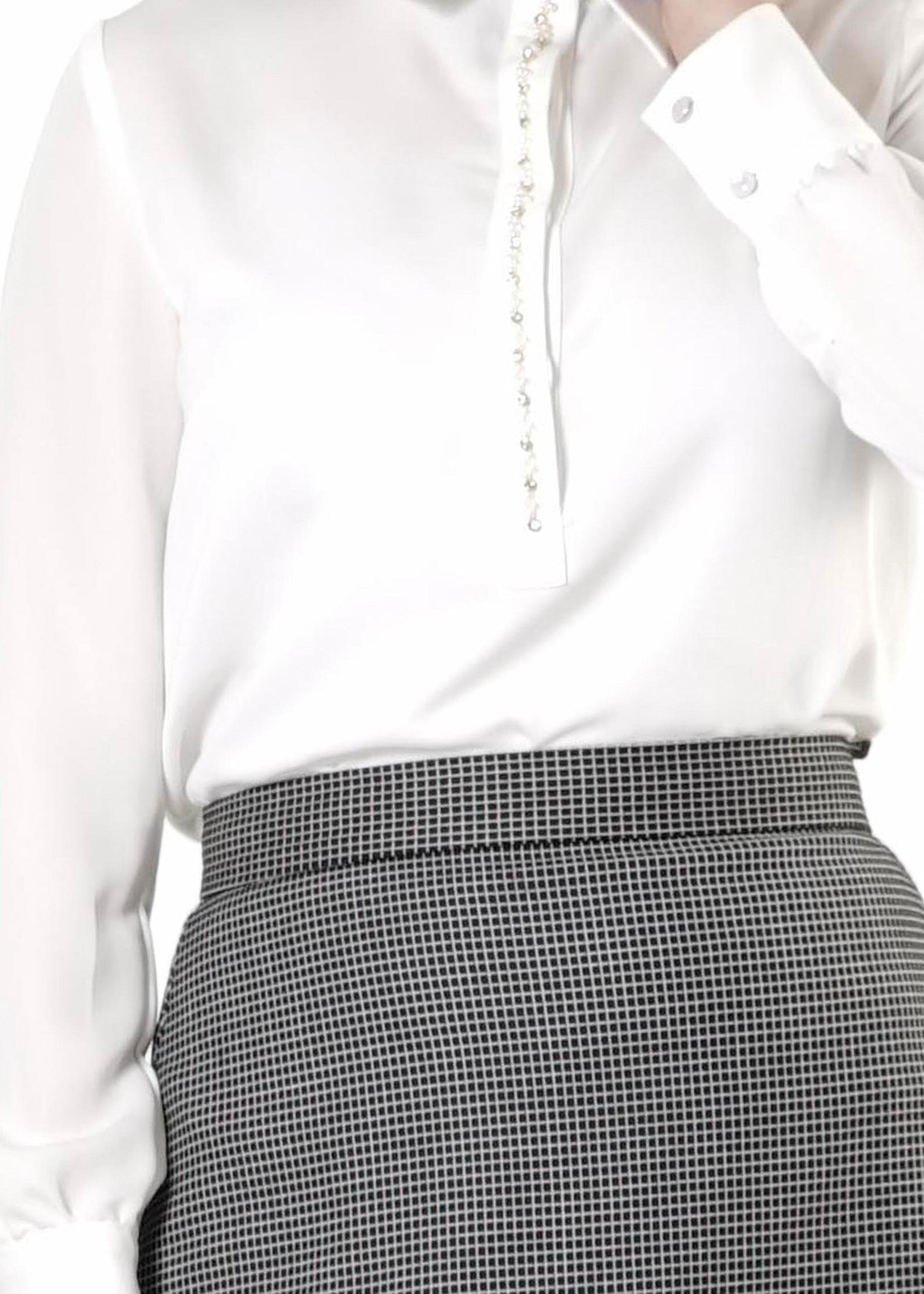 Tesettür giyim BEYAZ TAŞ DETAYLI BLUZ 4122 