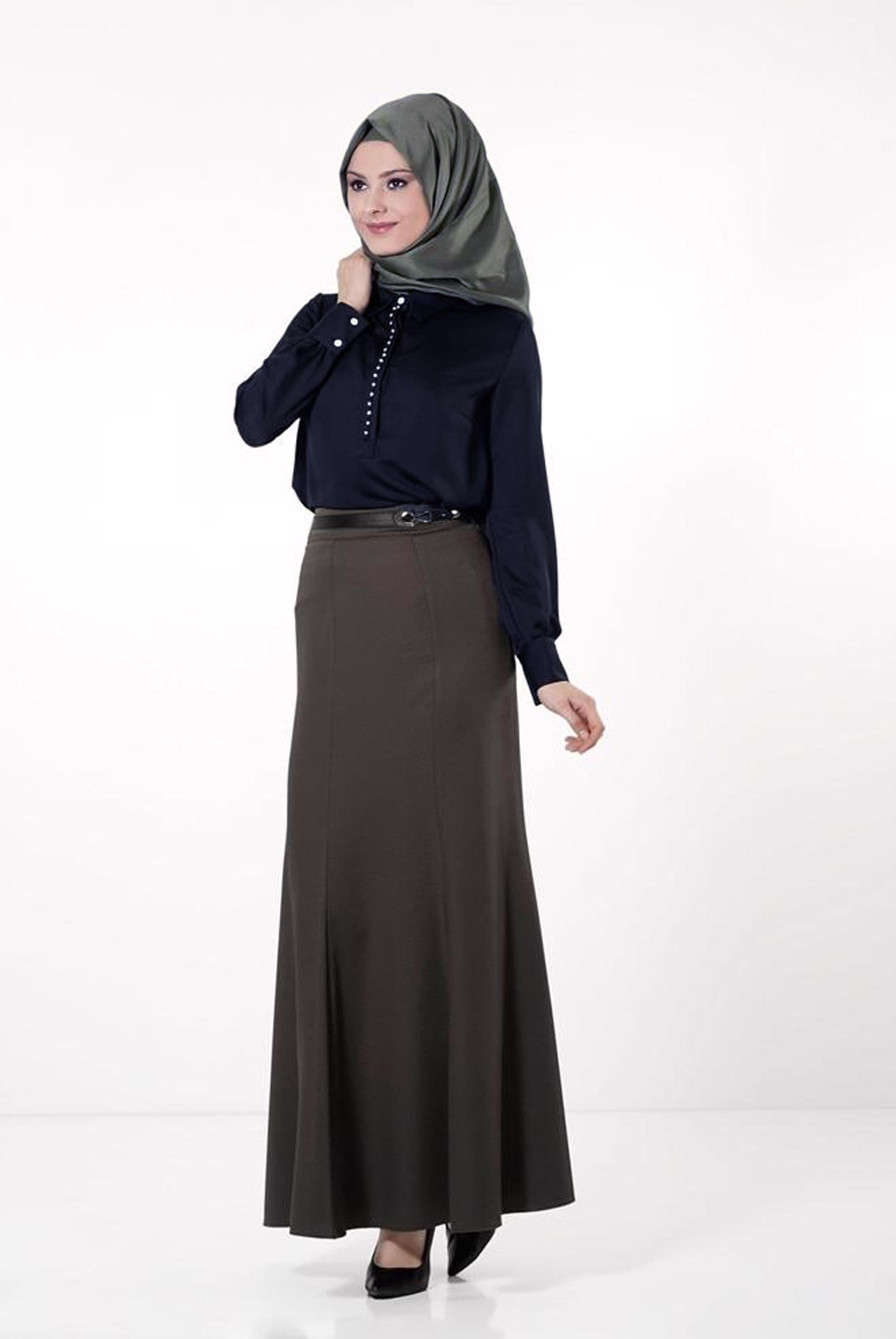 Tesettür giyim LACİVERT TAŞ DETAYLI BLUZ 4122 