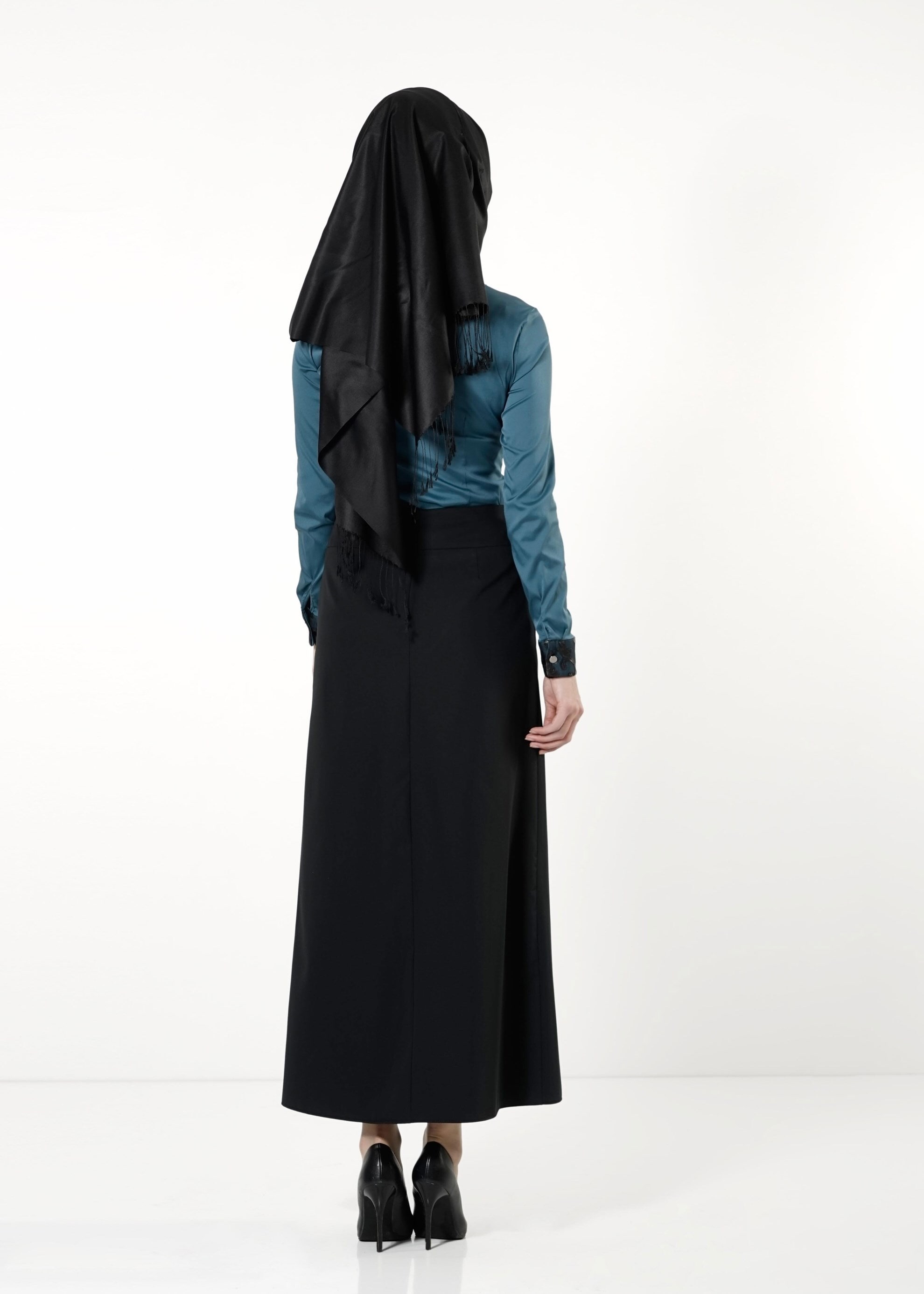 Tesettür giyim YEŞİL GÜPÜR DETAYLI BLUZ 4134 