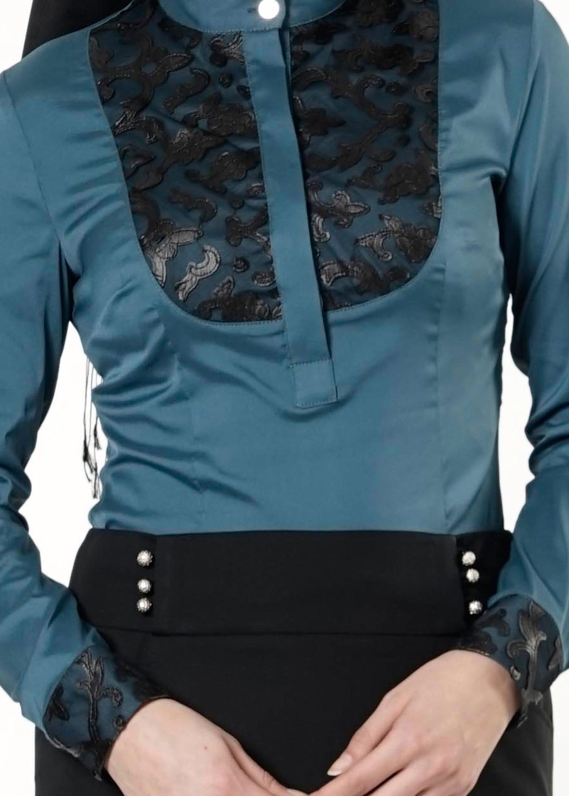 Tesettür giyim YEŞİL GÜPÜR DETAYLI BLUZ 4134 