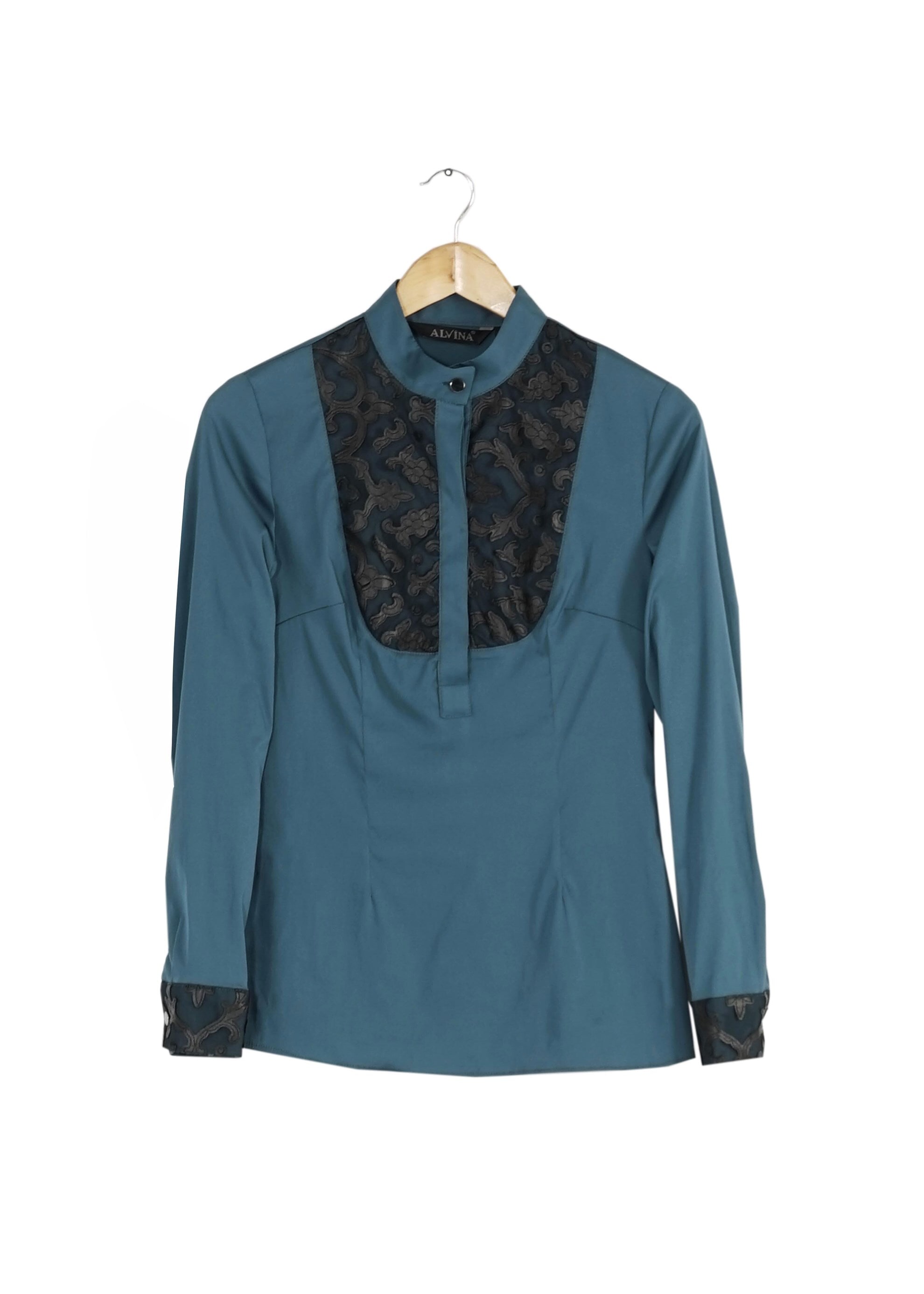 Tesettür giyim YEŞİL GÜPÜR DETAYLI BLUZ 4134 