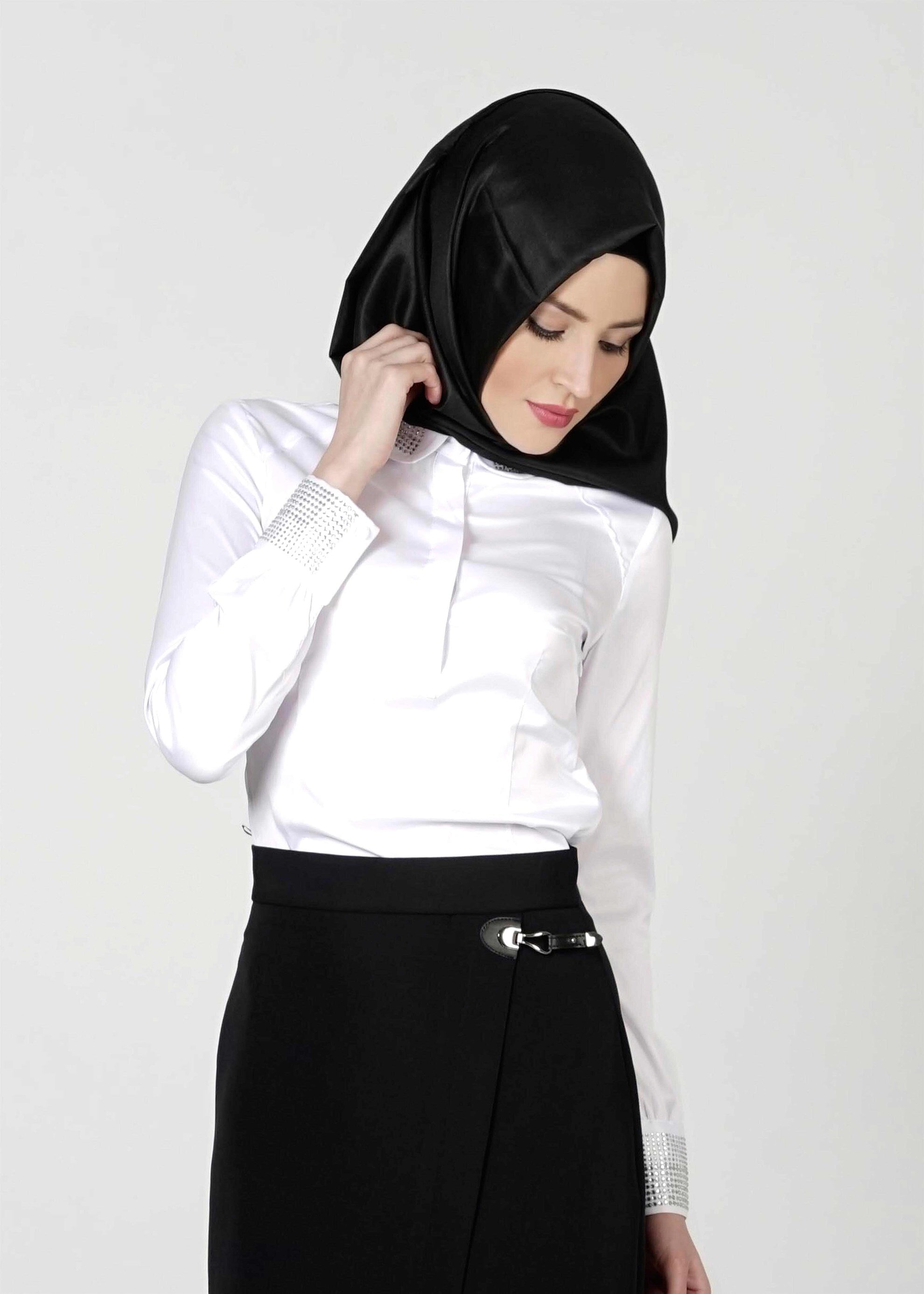 Tesettür giyim BEYAZ TAŞ DETAYLI BLUZ 4864 