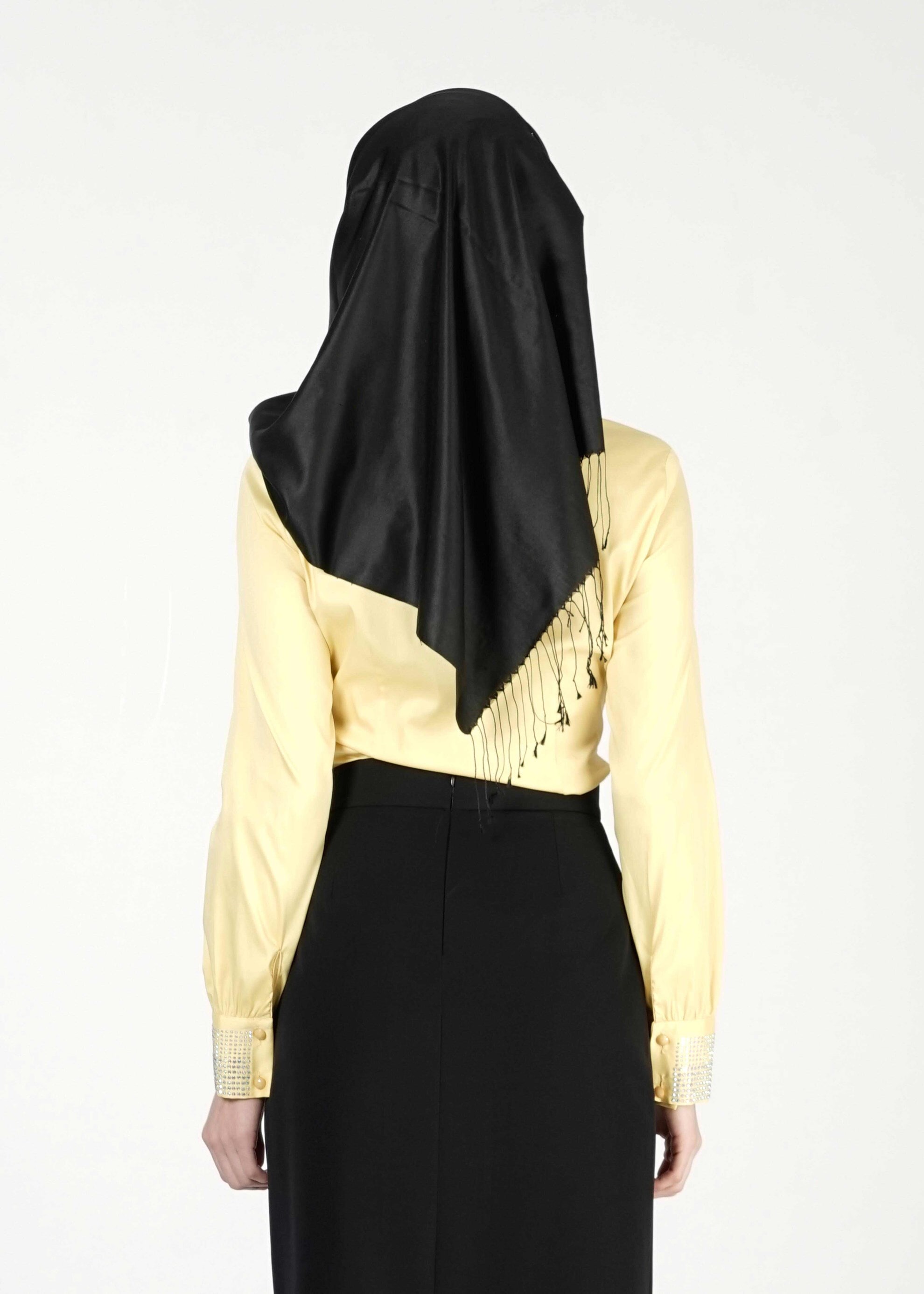 Tesettür giyim SARI TAŞ DETAYLI BLUZ 4864 