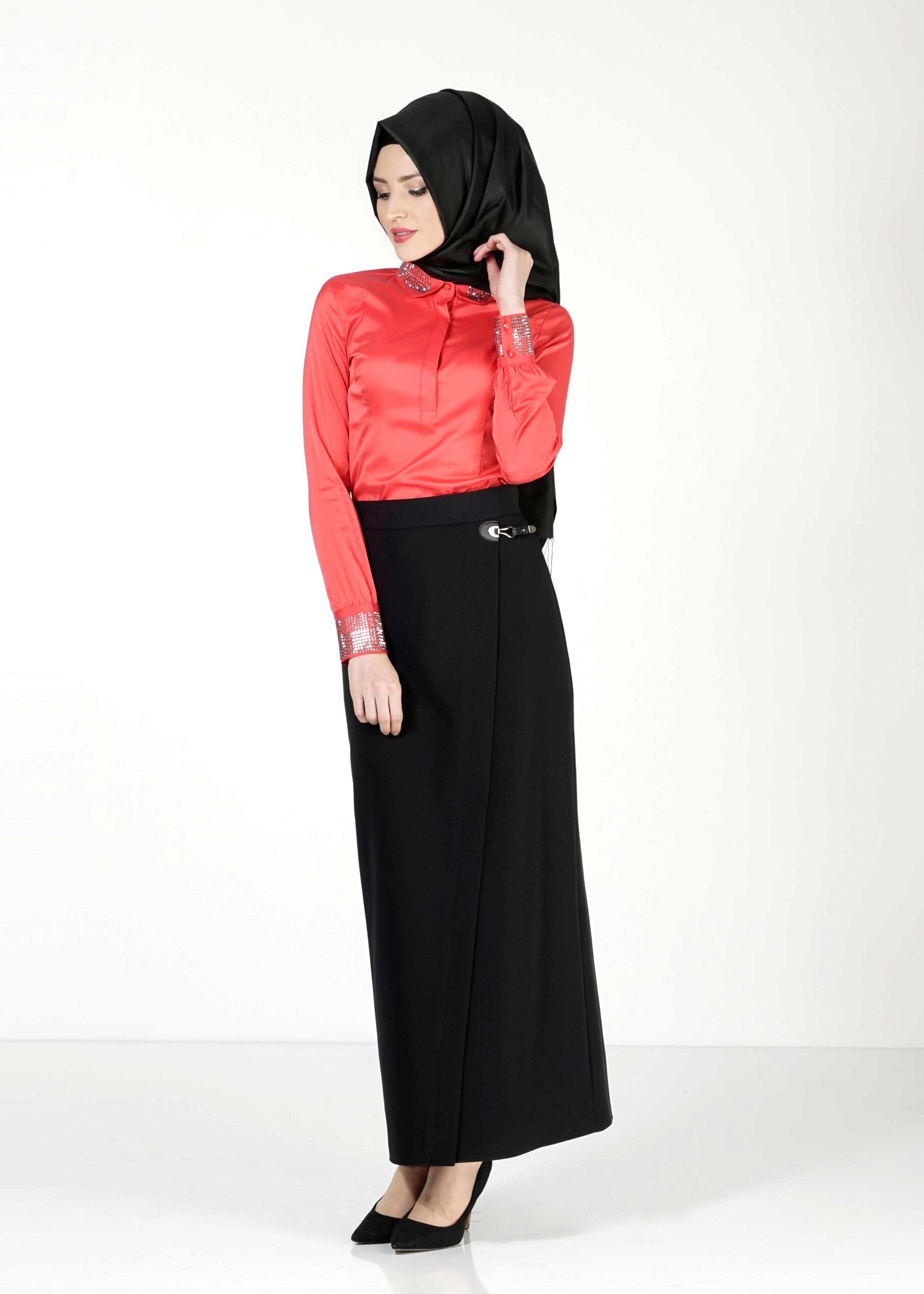 Tesettür giyim MERCAN TAŞ DETAYLI BLUZ 4864 