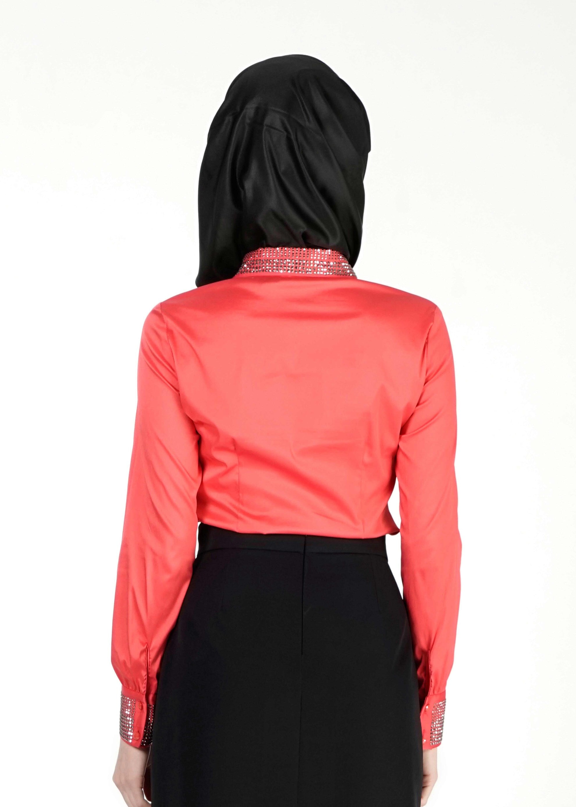 Tesettür giyim MERCAN TAŞ DETAYLI BLUZ 4864 