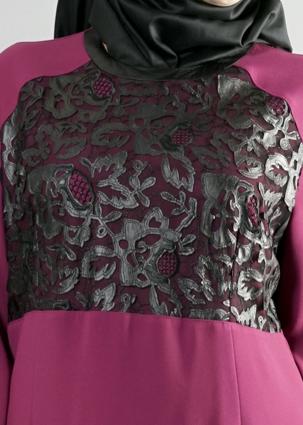 Tesettür giyim FUŞYA BÜYÜK BEDEN GÜPÜRLÜ ELBİSE 2538 