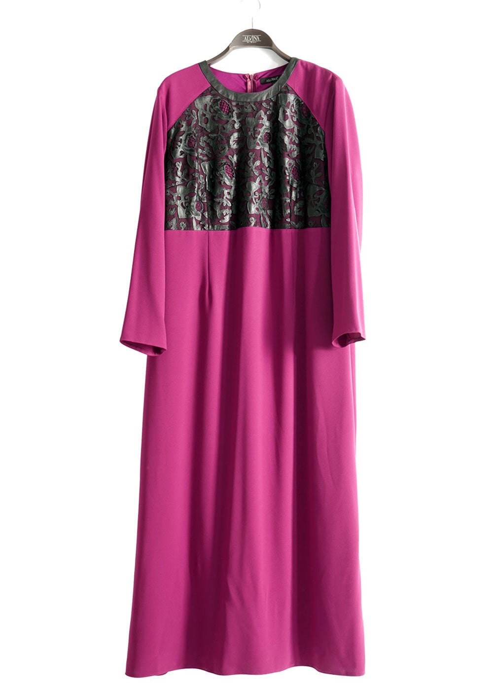 Tesettür giyim FUŞYA BÜYÜK BEDEN GÜPÜRLÜ ELBİSE 2538 