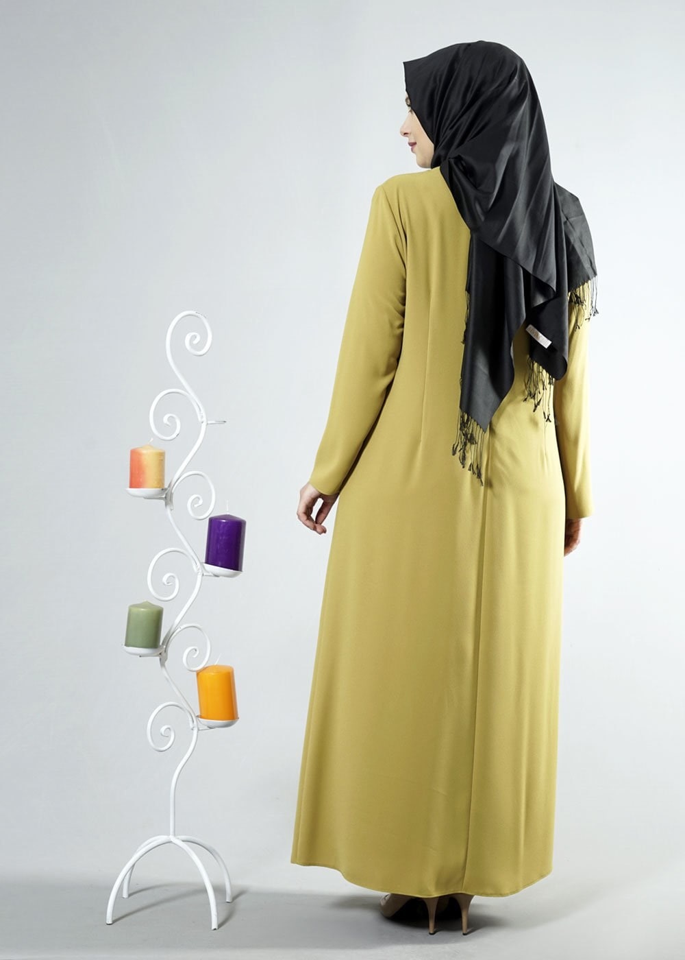 Vêtements hijab VERT ROBE À GUIPURES GRANDE-TAILLE 2538 