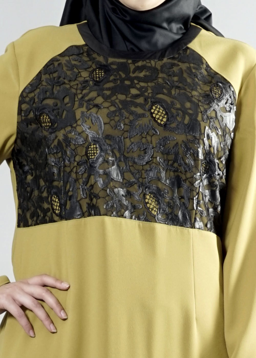 Vêtements hijab VERT ROBE À GUIPURES GRANDE-TAILLE 2538 