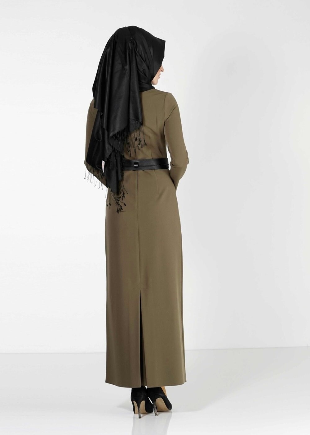 Tesettür giyim HAKİ 4023 ELBİSE