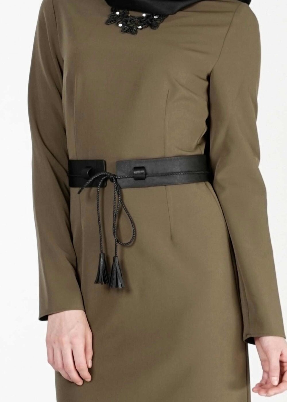 Tesettür giyim HAKİ 4023 ELBİSE